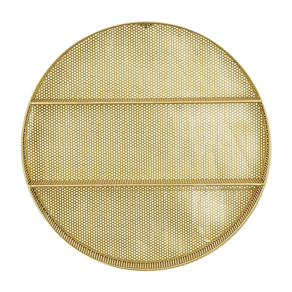 UMA CosmoLiving by Cosmopolitan Gold Metal Round 2 Shelves Room Wall Shelf, 28" x 5" x 28" | 84809 CLOSEOUT