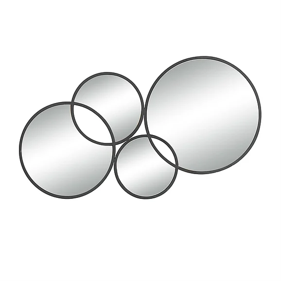 UMA CosmoLiving by Cosmopolitan Black Metal Bubble Cluster Room Wall Mirror, 58" x 1" x 31" | 84813