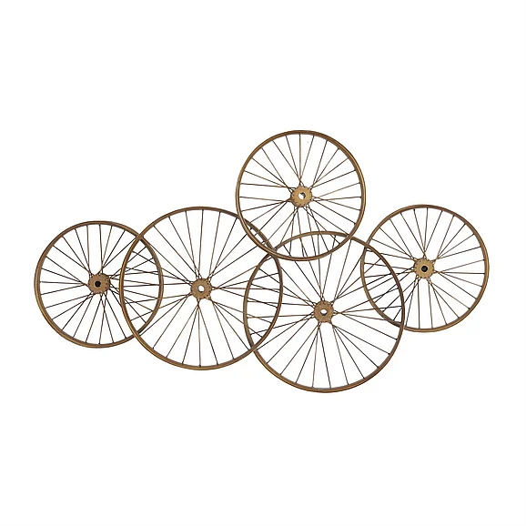 UMA Copper Metal Bike Wheels Wall Decor, 40" x 5" x 23" | 84820 CLOSEOUT