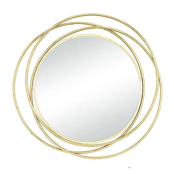 UMA Gold Metal Room Wall Mirror with Overlapping Circles, 41" x 2" x 41" | 84828