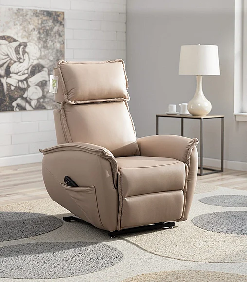 Klaussner Elan Velore Dual Motors Recliner Chair in Beige