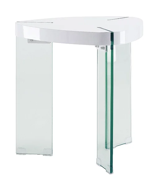 ACME Noland End Table in Clear Glass & White High Gloss Finish 84922