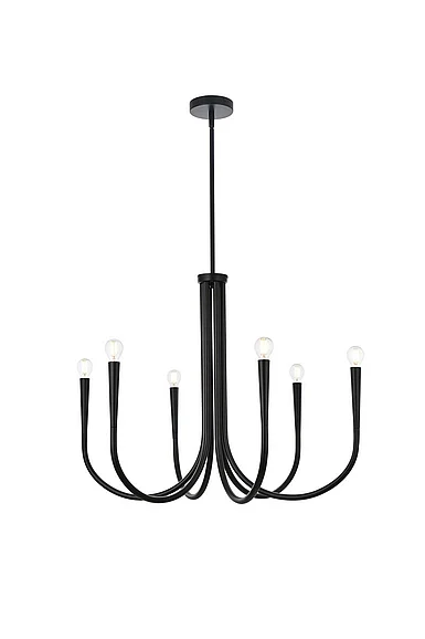 Elegant Layne 30 In. Chandelier in Black LD722D30BK