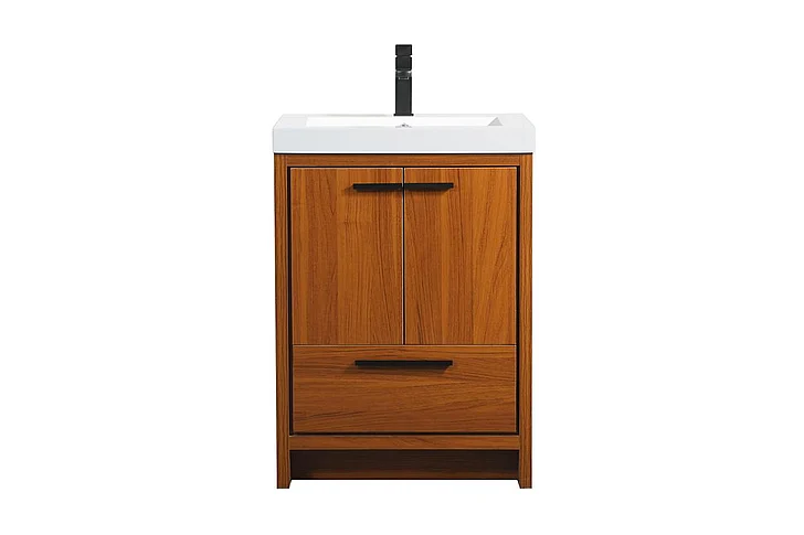Elegant 24 In. Single Bathroom Vanity in Teak VF46024MTK
