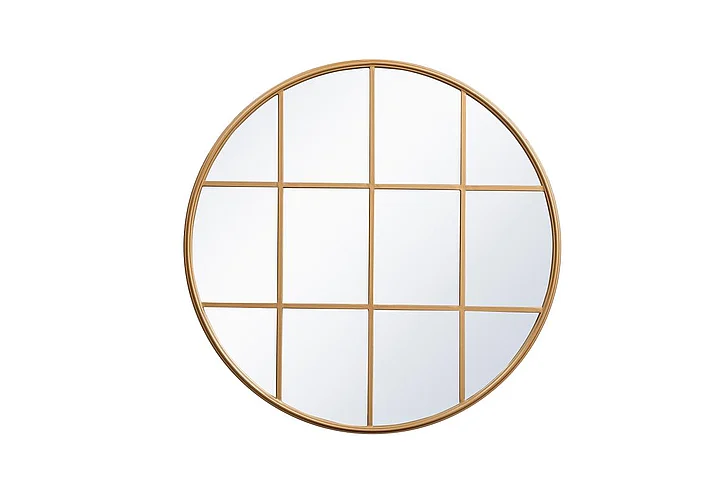 Elegant Metal Windowpane Mirror 36 In. x 36 In. in Brass MR633636BR