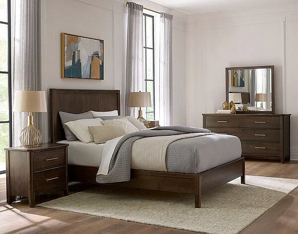 Vaughan-Bassett Nordhaven 2pc Panel Bedroom Set in Nordic Walnut