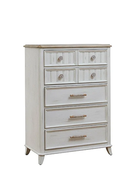 American Woodcrafters Beach Comber Chest - Weathered White - Sand Top 8510-150
