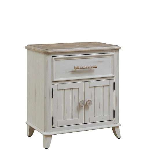 American Woodcrafters Beach Comber Nightstand - Weathered White - Sand Top 8510-412