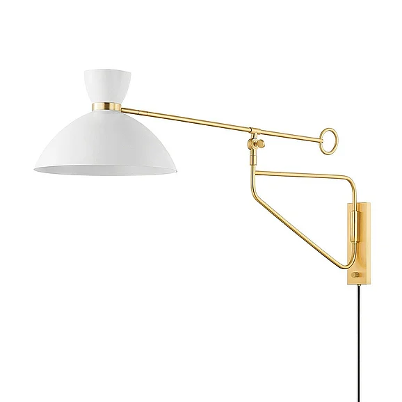 Hudson Valley Lighting Cranbook Plug-in Sconce in Aged Brass w/ Soft White 8514-AGB/SWH