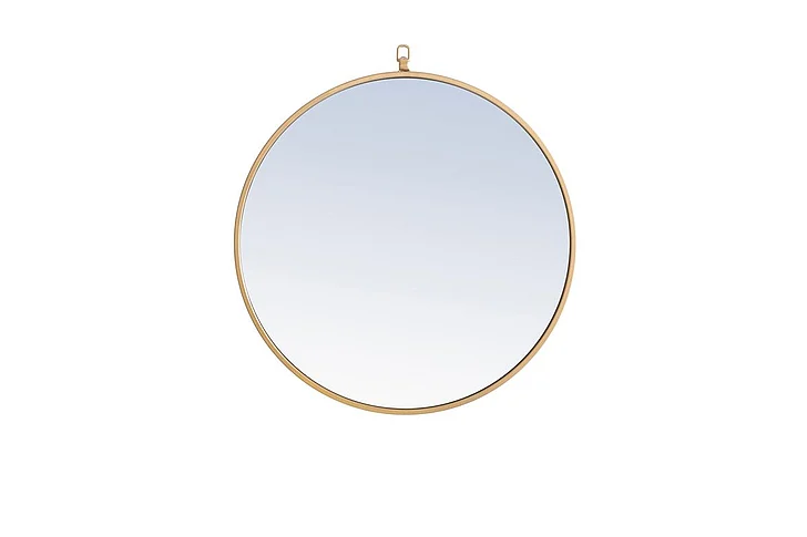 Elegant Metal Frame Round Mirror with Decorative Hook 24 In. Brass Finish MR4052BR