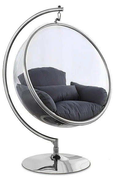 Meridian Luna Acrylic Swing Bubble Accent Chair in Grey Durable Fabric 507Grey