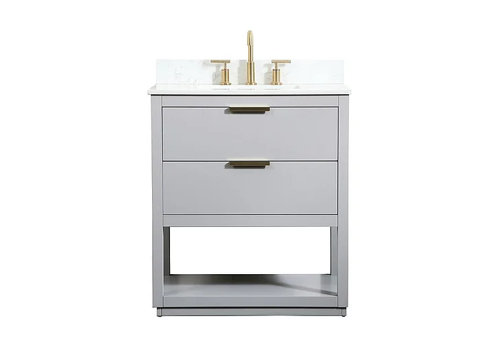 Elegant 30 In. Single Bathroom Vanity in Grey with Backsplash VF19230GR-BS CLOSEOUT