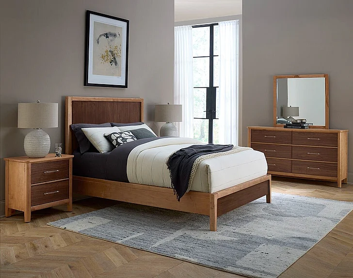 Vaughan-Bassett Nordhaven 2pc Panel Bedroom Set in Two-Tone