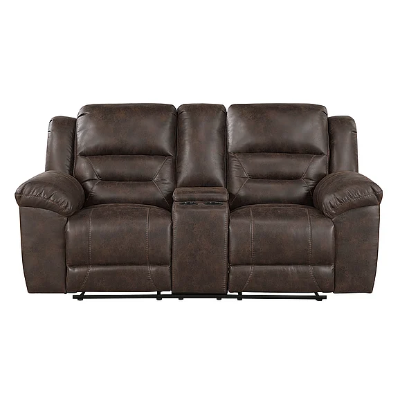 Homelegance Hazen Double Reclining Loveseat with Center Console in Dark brown 8538DB-2