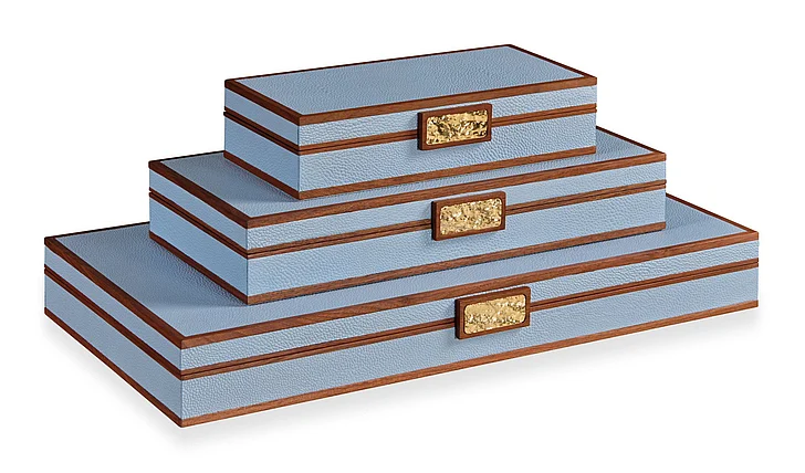 Maitland Smith Light Blue Stacking Boxes 8540-11-B