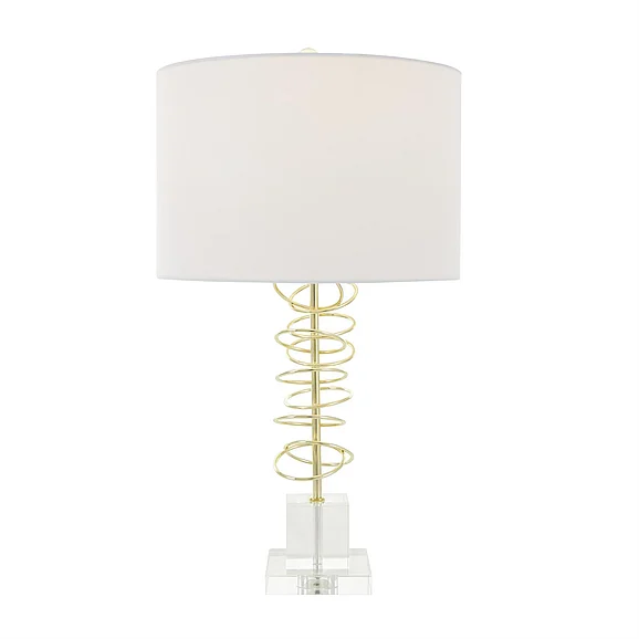 UMA Gold Metal Abstract Overlapping Ring Room Accent Lamp with Elevated Square Glass Base, 14" x 14" x 27" | 85620 CLOSEOUT