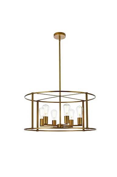 Elegant Agnys 6 Lights Pendant in Brass LD7058D26BR CLOSEOUT