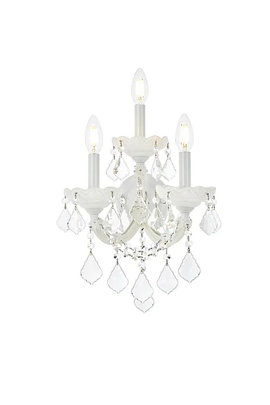 Elegant Maria Theresa 3 Light White Wall Sconce Clear Royal Cut Crystal 2800W3WH/RC