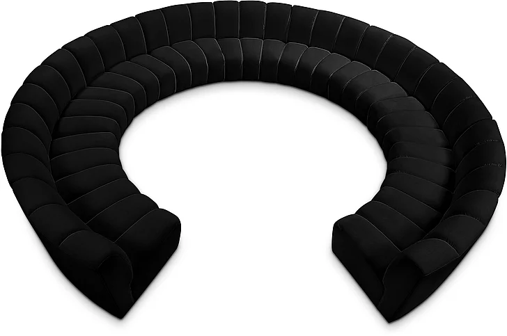 Meridian Infinity Modular 11pc. Sectional in Black Velvet 638Black-11PC
