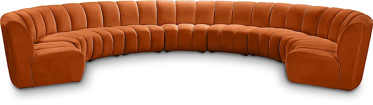 Meridian Infinity Modular 9pc. Sectional in Cognac Velvet 638Cognac-9PC