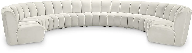 Meridian Infinity Modular 9pc. Sectional in Cream Velvet 638Cream-9PC