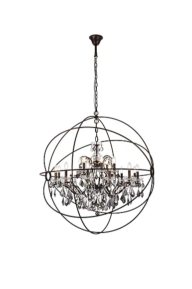 Elegant Geneva 18 Light Dark Bronze Chandelier Silver Shade (Grey) Royal Cut Crystal 1130G43DB-SS/RC