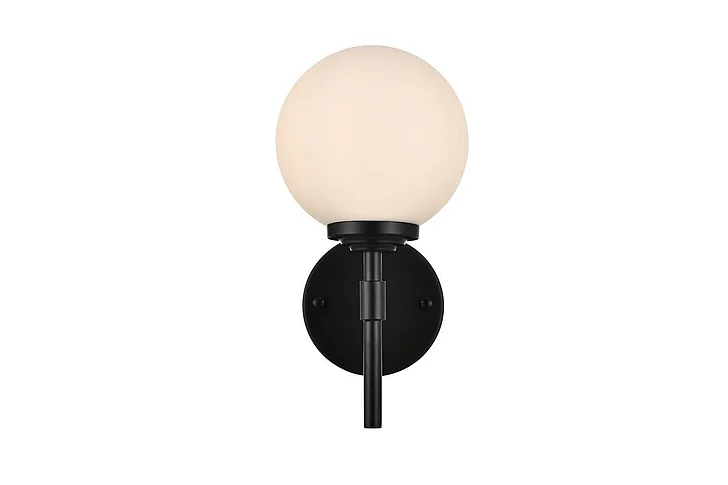 Elegant Ansley 1 Light Black and Frosted White Bath Sconce LD7301W6BLK CLOSEOUT
