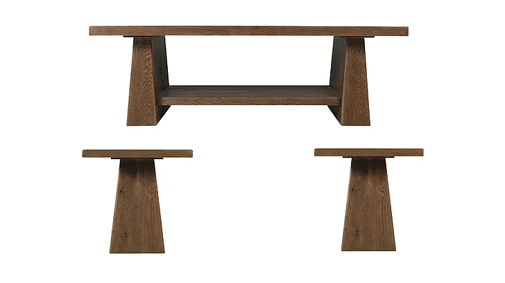 Hooker Furniture Driftwood 3pc Rectangular Occasional Table Set in Medium Wood
