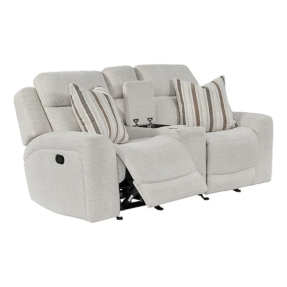 Corinthian Ada Power Headrest Console Loveseat in Ambassador Pearl FGC86005-49HR