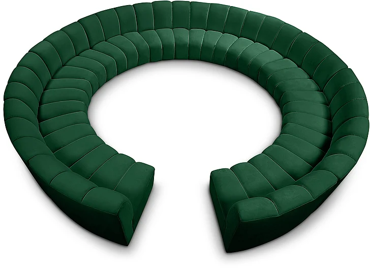Meridian Infinity Modular 12pc. Sectional in Green Velvet 638Green-12PC