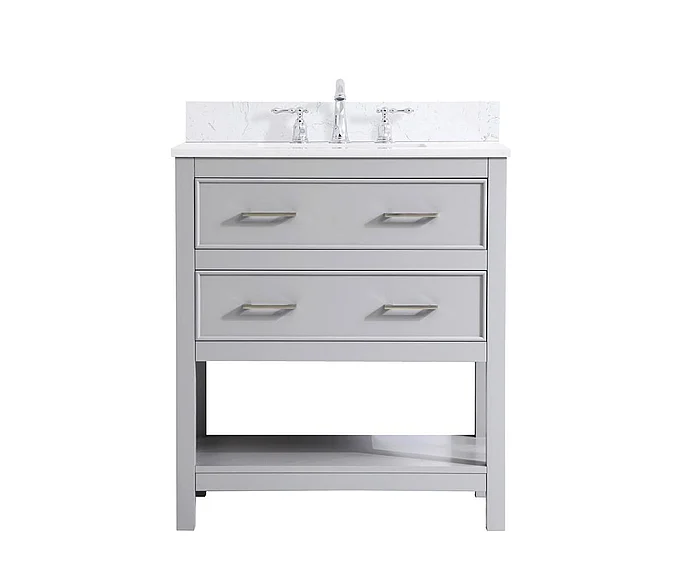 Elegant 30 In. Single Bathroom Vanity in Grey with Backsplash VF19030GR-BS