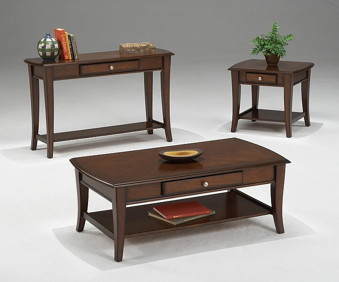 Emma Mason Signature Alabaster 3 Pc Coffee Table Set in Cherry
