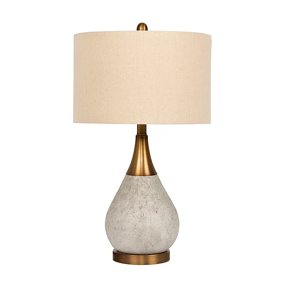 Craftmade 1 Light Concrete/Metal Base Table Lamp in Natural Concrete/Antique Brass 86237