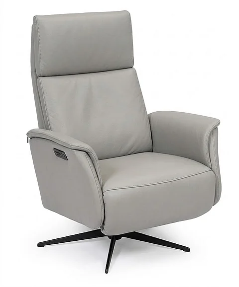 Hjort Knudsen 8007 Superior Model Swivel Recliner in Light Grey 8007/LF3EL3/378/EBSBlack
