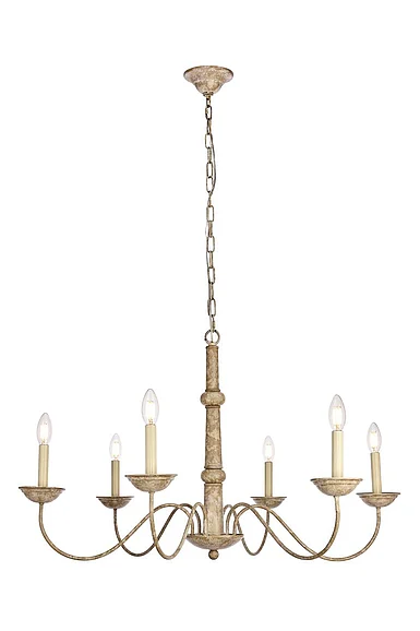 Elegant Merritt Collection Chandelier D35 H21.6 LT:6 Weathered Dove Finish LD6007D35WD