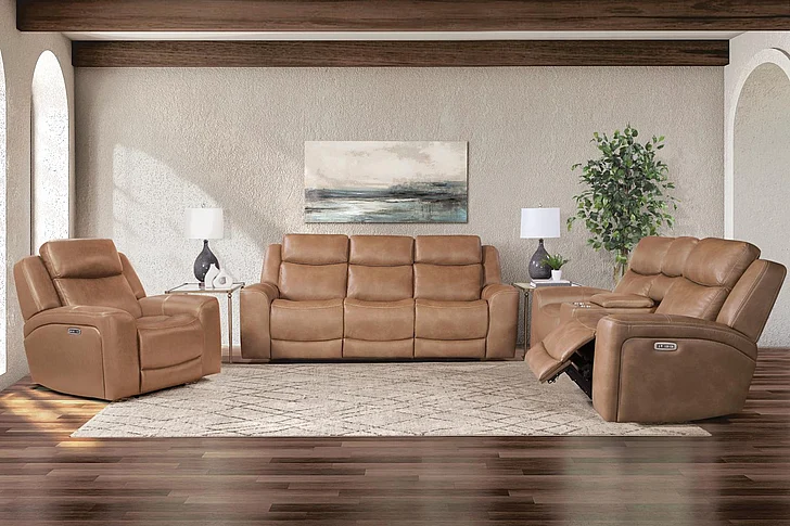 Corinthian Furniture George 2pc Sofa Living Room Set w/ Dropdown Table in Montana-Carmel