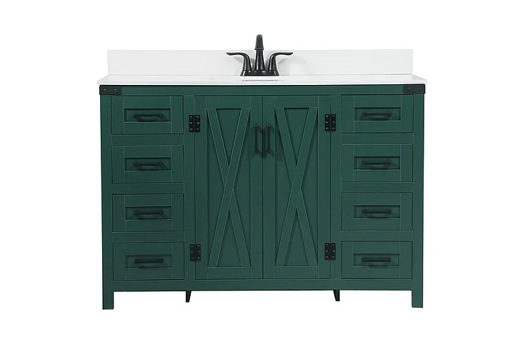 Elegant 48 In. Single Bathroom Vanity in Green with Backsplash VF90248MGN-BS