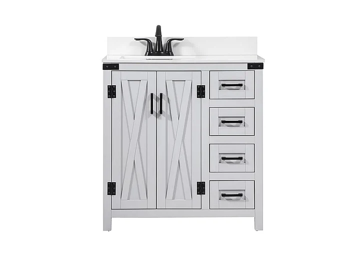 Elegant 32 In. Single Bathroom Vanity in Grey with Backsplash VF90232GR-BS