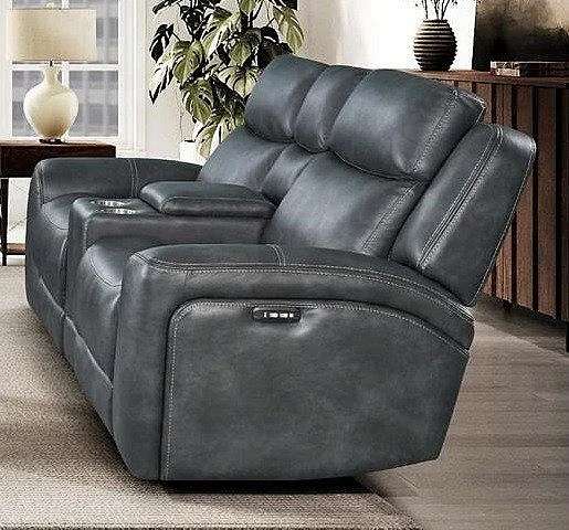 Corinthian George Reclining Console Loveseat in Montana-Slate FGC86503-40