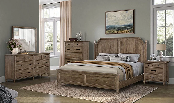 Liberty Furniture Hickory Grove 4-Piece Panel Bedroom Set in Heirloom Brown