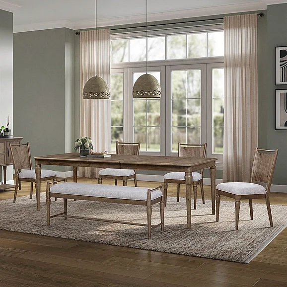 Liberty Furniture Hickory Grove 6pc Rectangular Leg Dining Table Set in Heirloom Brown
