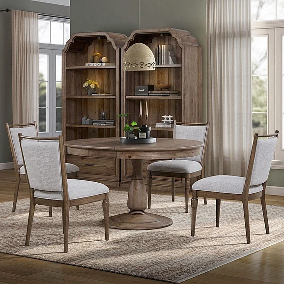 Liberty Furniture Hickory Grove 5pc Pedestal Dining Table Set in Heirloom Brown