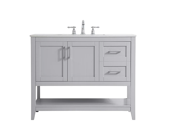 Elegant 42 In. Single Bathroom Vanity in Grey VF16042GR