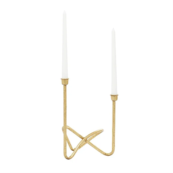 UMA CosmoLiving by Cosmopolitan Gold Metal Decorative Candelabra, 10 x 6 x 11 | 86985