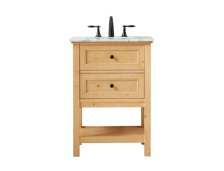 Elegant 24 In. Single Bathroom Vanity in Natural Wood VF27024NW