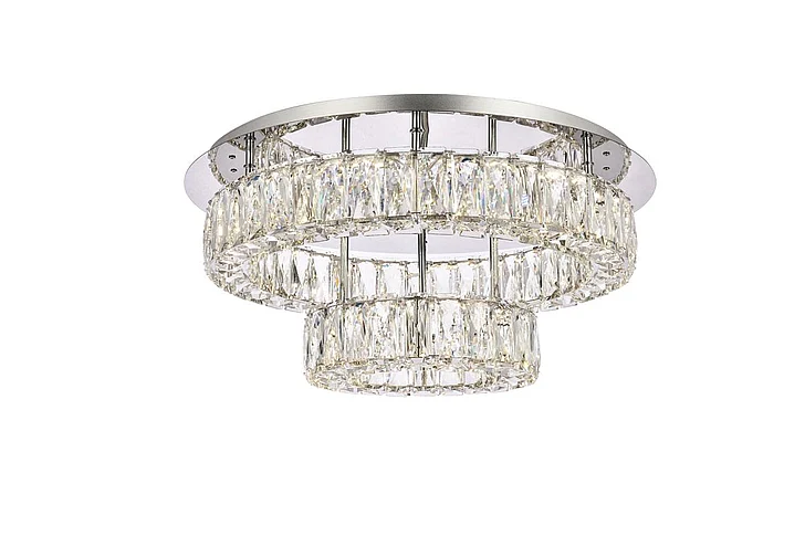 Elegant Monroe 22 In. Led Double Flush Mount in Chrome 3503F22L2C