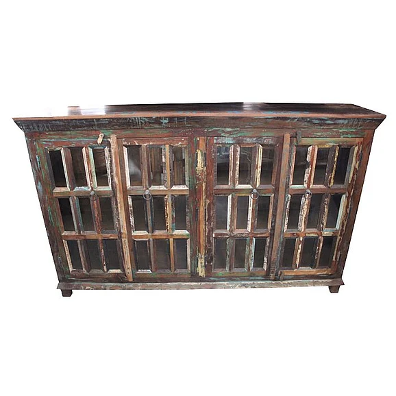 Meva Furniture Rainforest 4 Door Glass Buffet in Wood