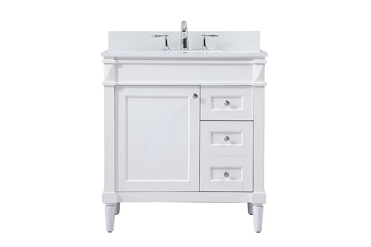Elegant 32 In. Single Bathroom Vanity in White with Backsplash VF31832WH-BS