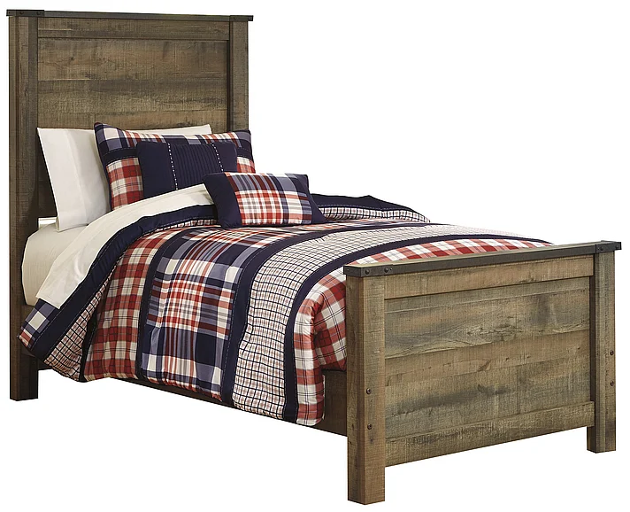 Trinell Twin Panel Bed in Warm Rustic Oak B446-TWIN FedEx/UPS