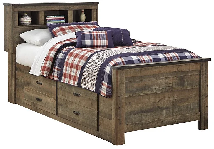 Trinell Twin Bookcase with Underbed Storage in Warm Rustic Oak B446-63TWIN
